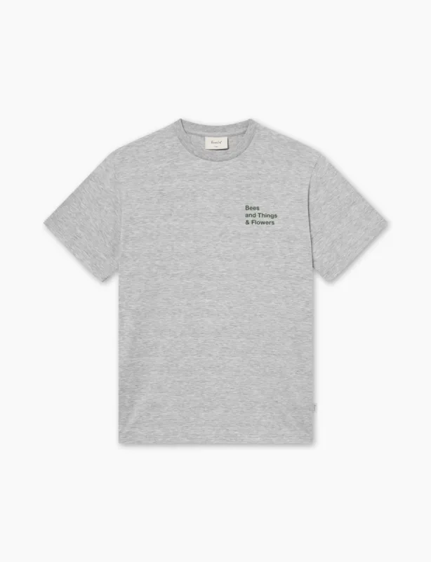 FARM T-SHIRT - SNOW MÉLANGE/GREEN sold by Foret