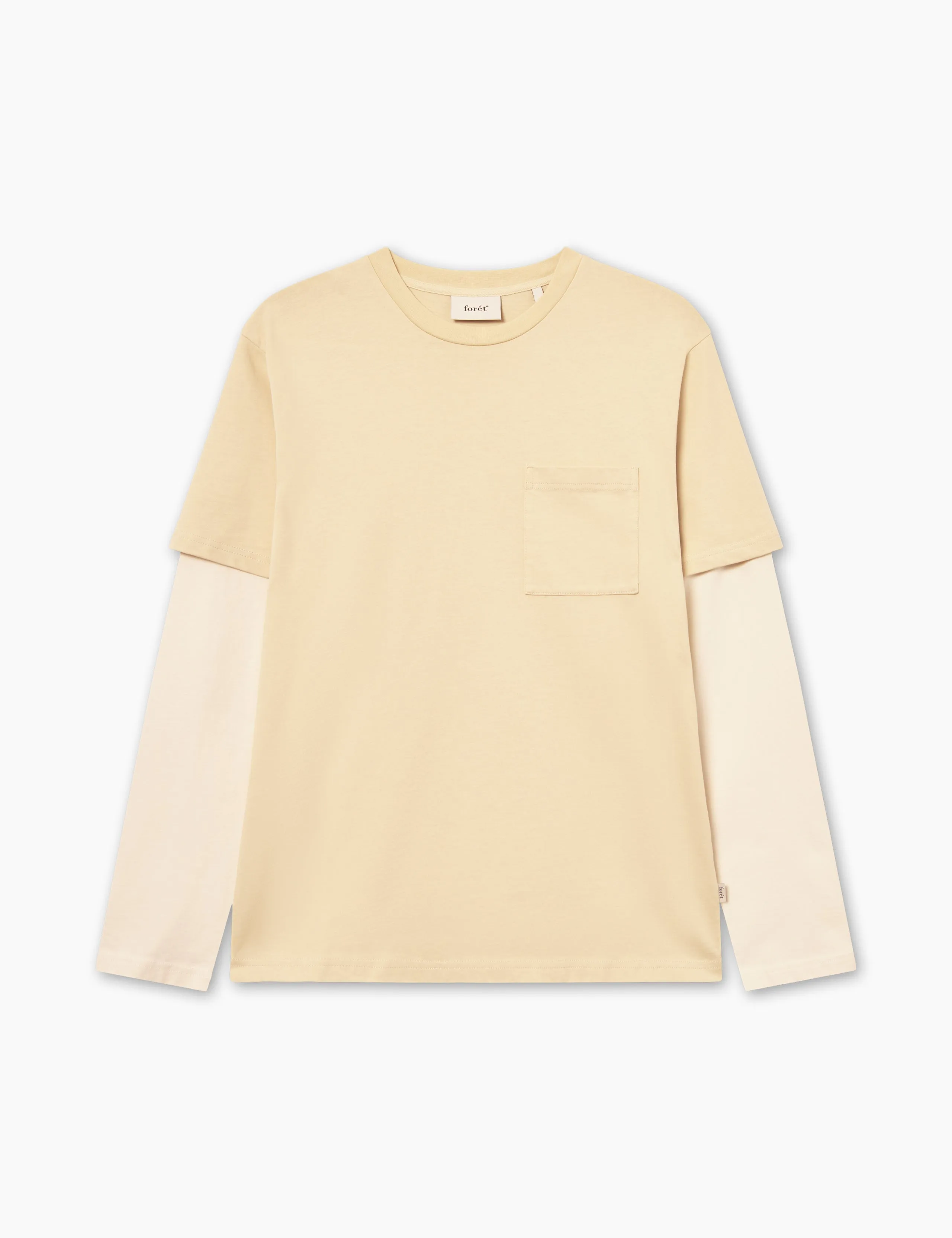 PLANET DOUBLE LONGSLEEVE - DUSTY YELLOW/CLOUD sold by Foret