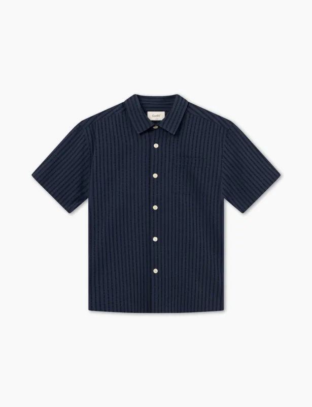 VOLE SEERSCUKER SS SHIRT - NAVY made by Foret
