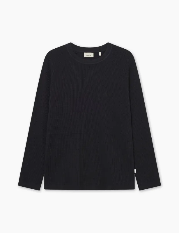 SKY WAFFLE LONGSLEEVE - BLACK sold by Foret