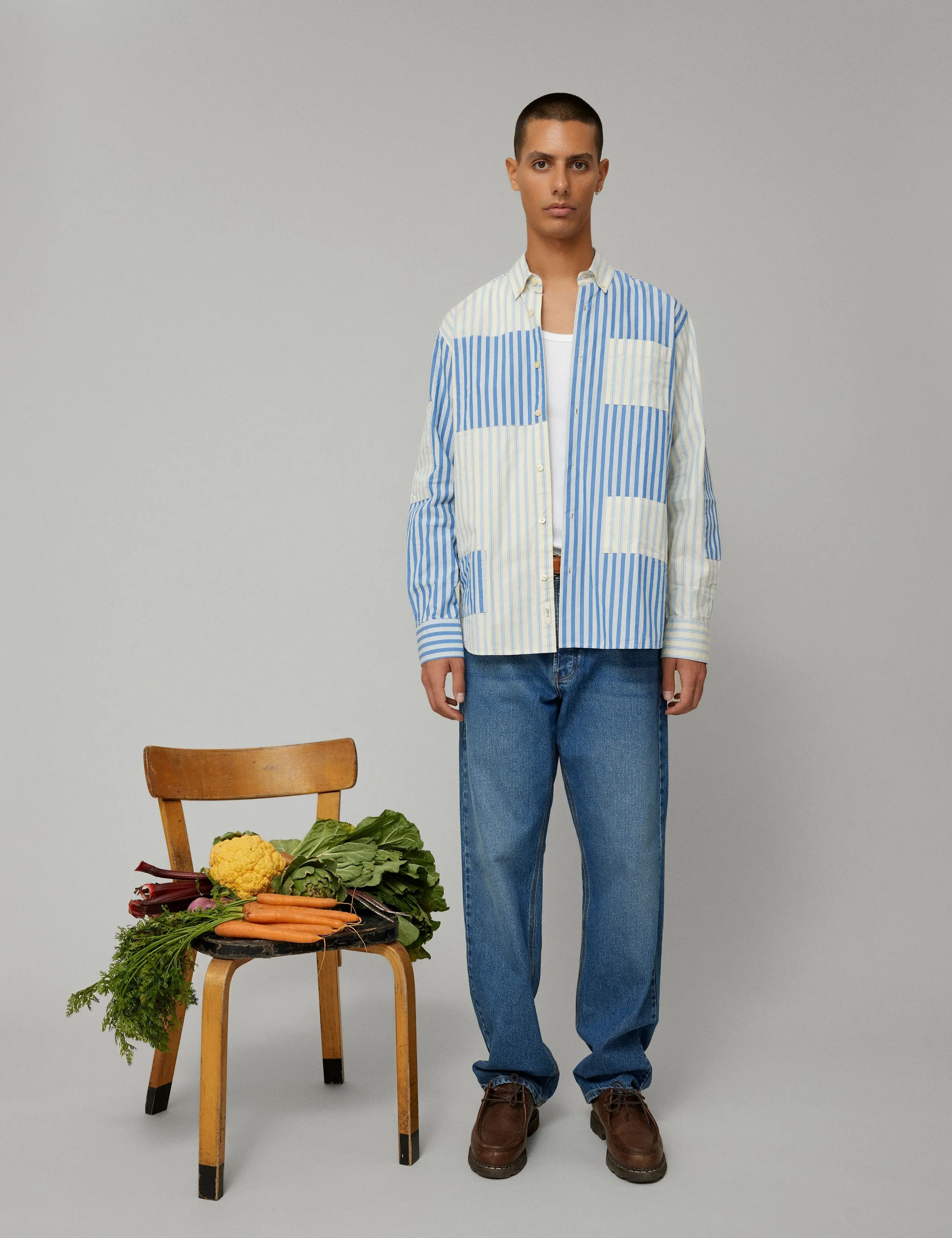 CAMP PATCH SHIRT - LIGHT BLUE sold by Foret