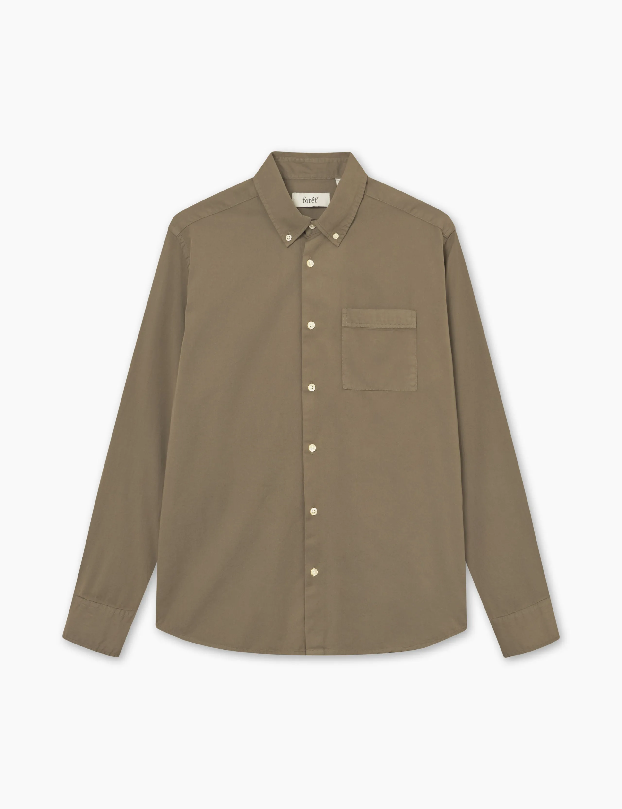 CAMP LIGHT TWILL SHIRT - DUSTY OLIVE sold by Foret