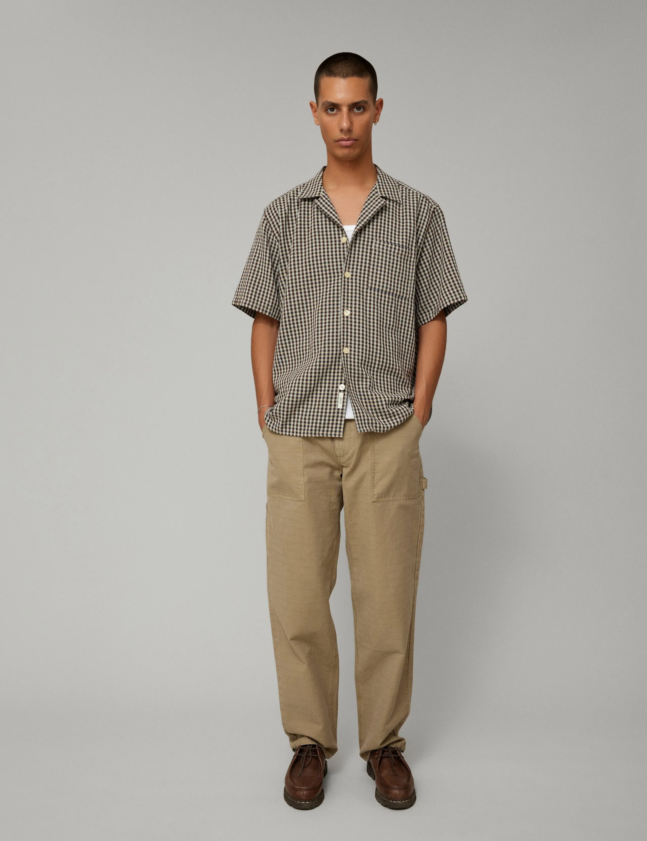 HUSH TWILL SS SHIRT - BROWN CHECK sold by Foret product image thumbnail 3