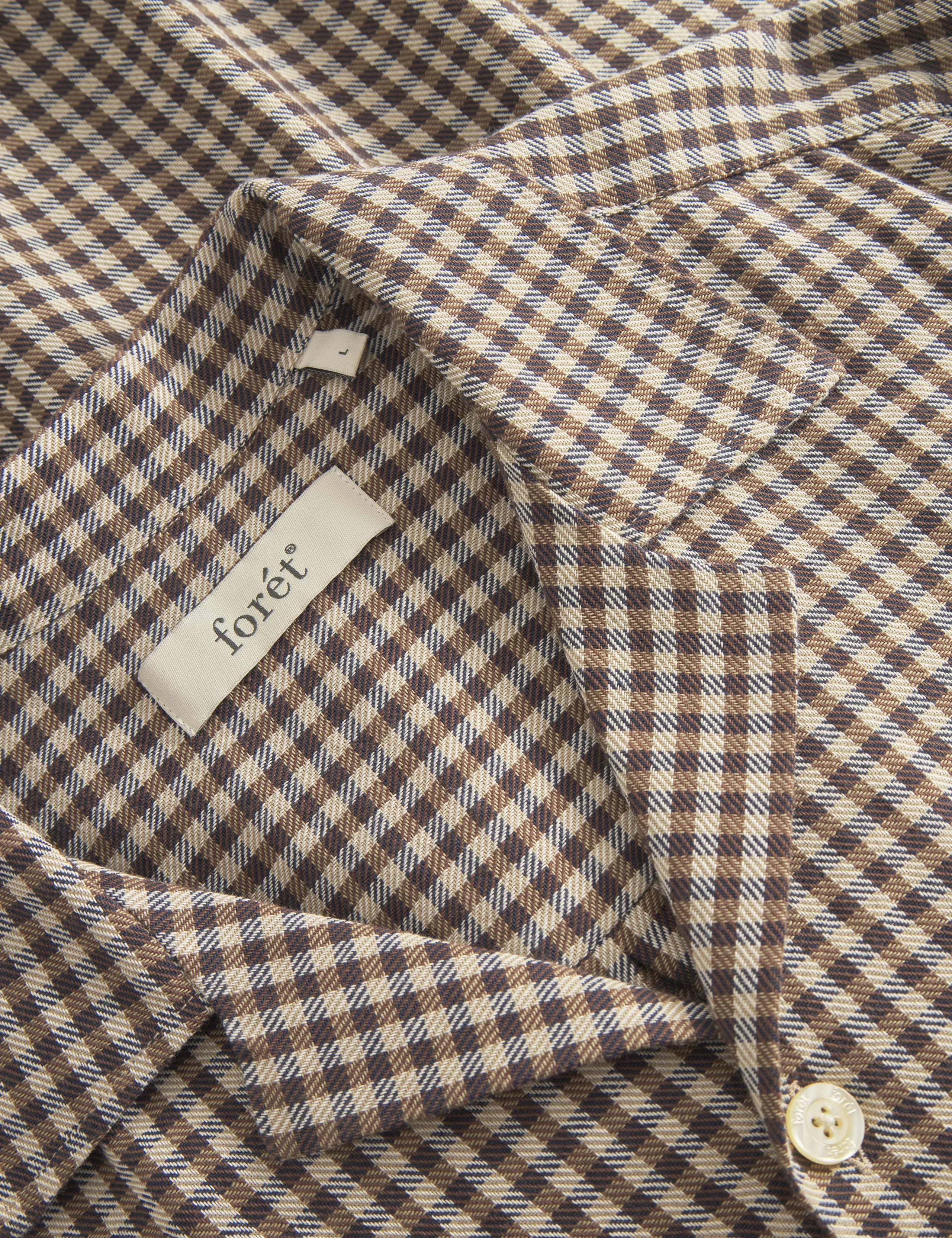 HUSH TWILL SS SHIRT - BROWN CHECK sold by Foret product image thumbnail 4