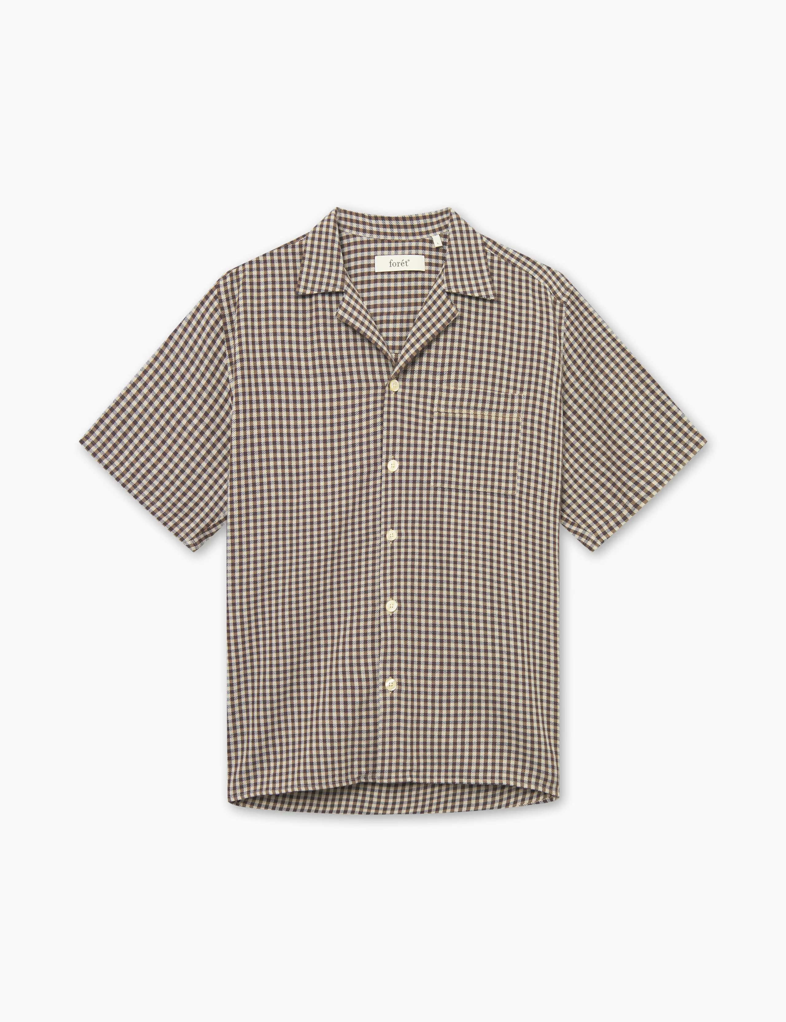 HUSH TWILL SS SHIRT - BROWN CHECK sold by Foret