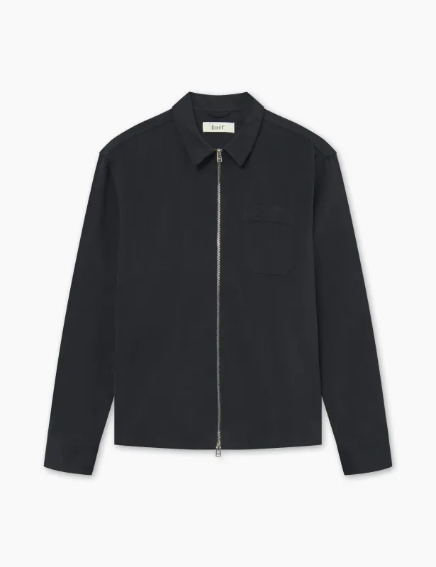 CABIN ZIP SHIRT - BLACK sold by Foret