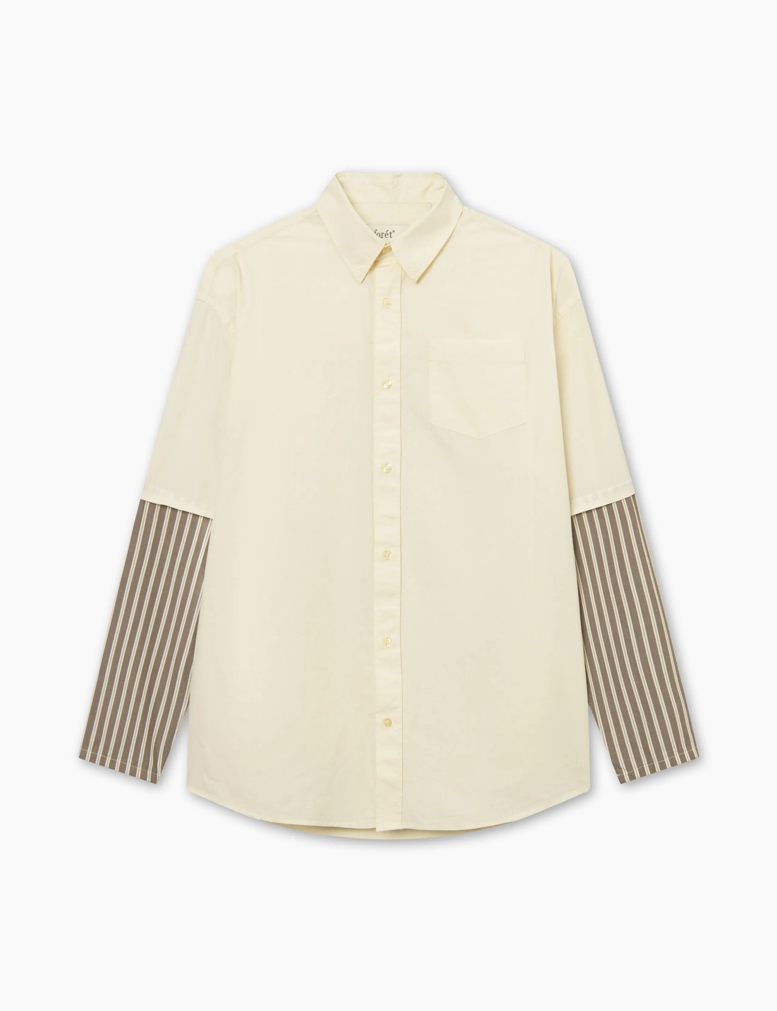 REST SHIRT - CLOUD/BROWN STRIPE sold by Foret