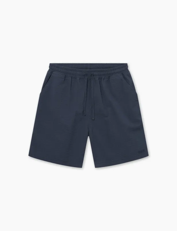 HUSH SEERSUCKER SHORTS - NAVY sold by Foret