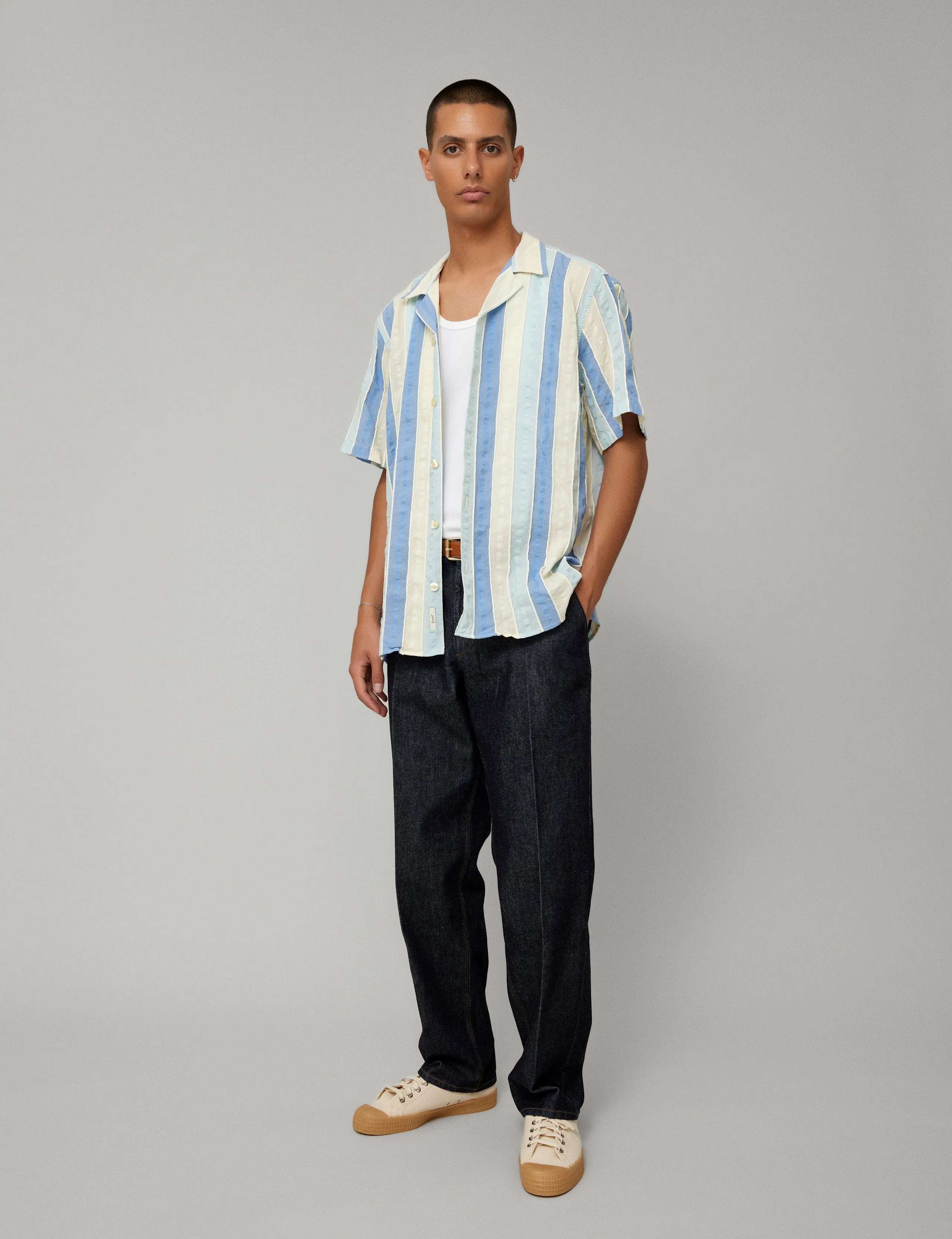 PEER JACQUARD SS SHIRT - BLUE/CLOUD sold by Foret product image thumbnail 3