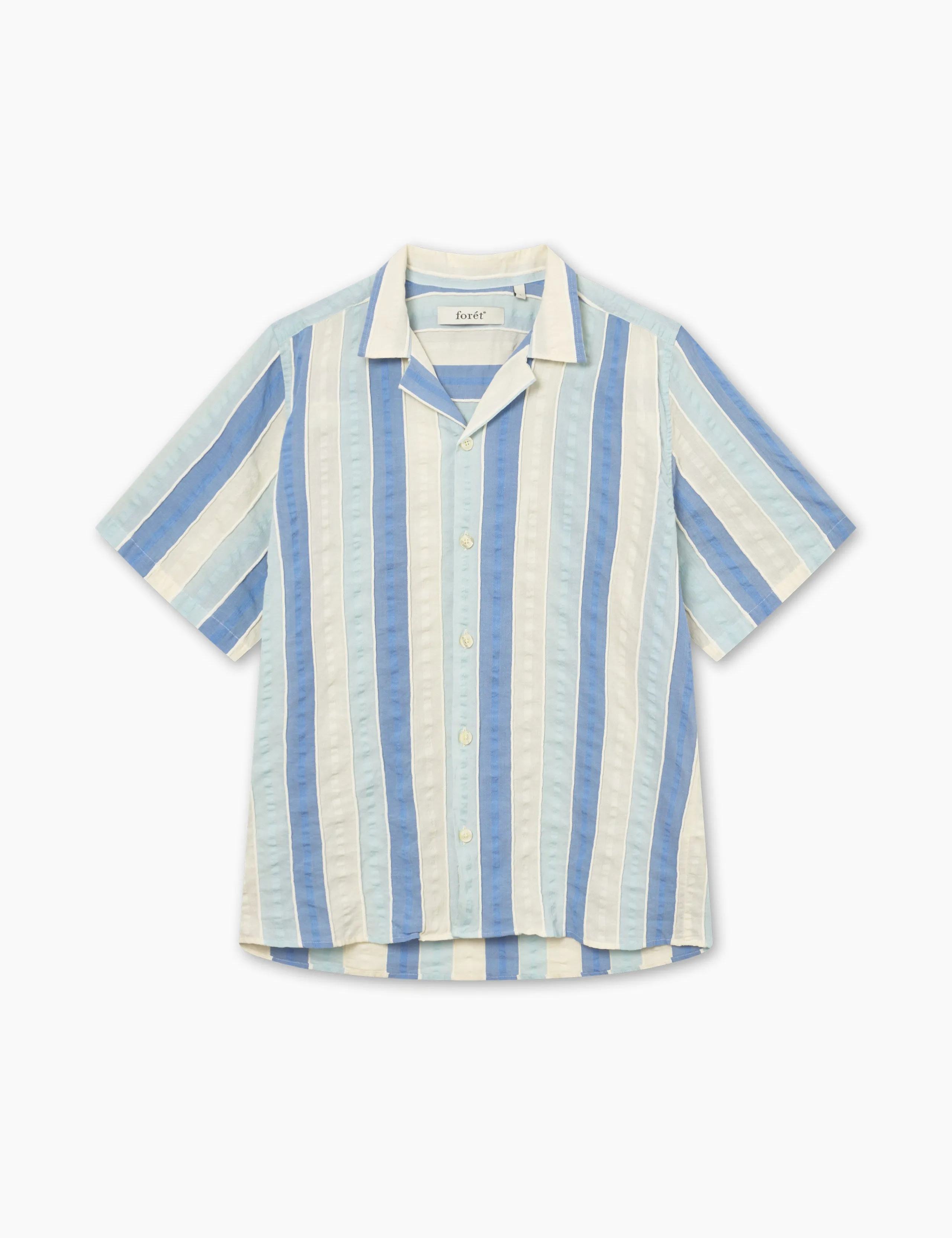 PEER JACQUARD SS SHIRT - BLUE/CLOUD sold by Foret