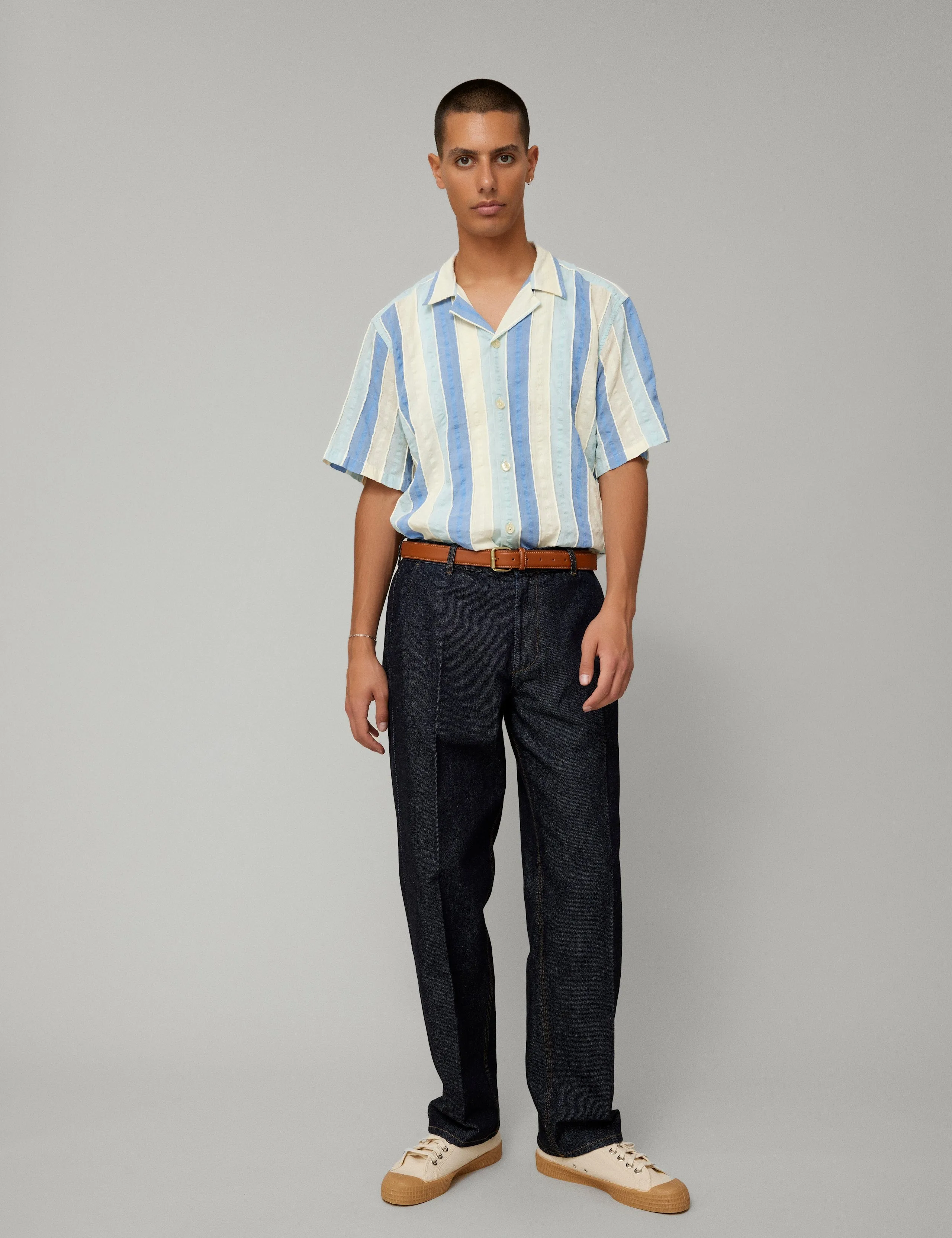 PEER JACQUARD SS SHIRT - BLUE/CLOUD sold by Foret product image thumbnail 2