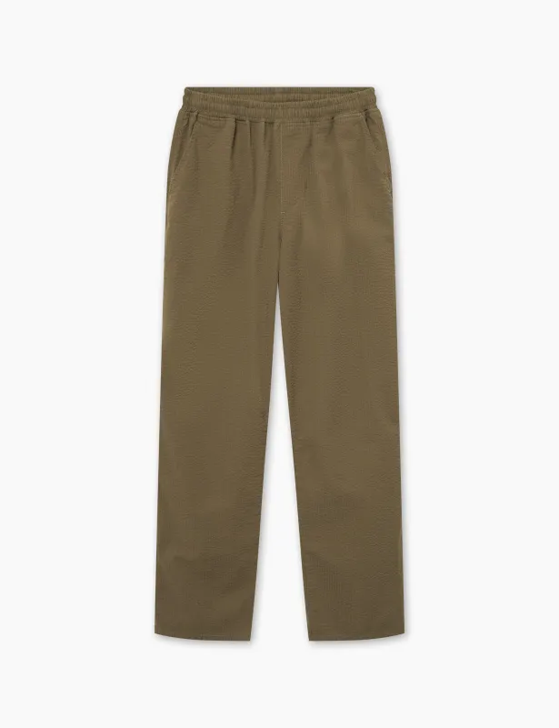 CALM SEERSUCKER PANTS - ARMY sold by Foret