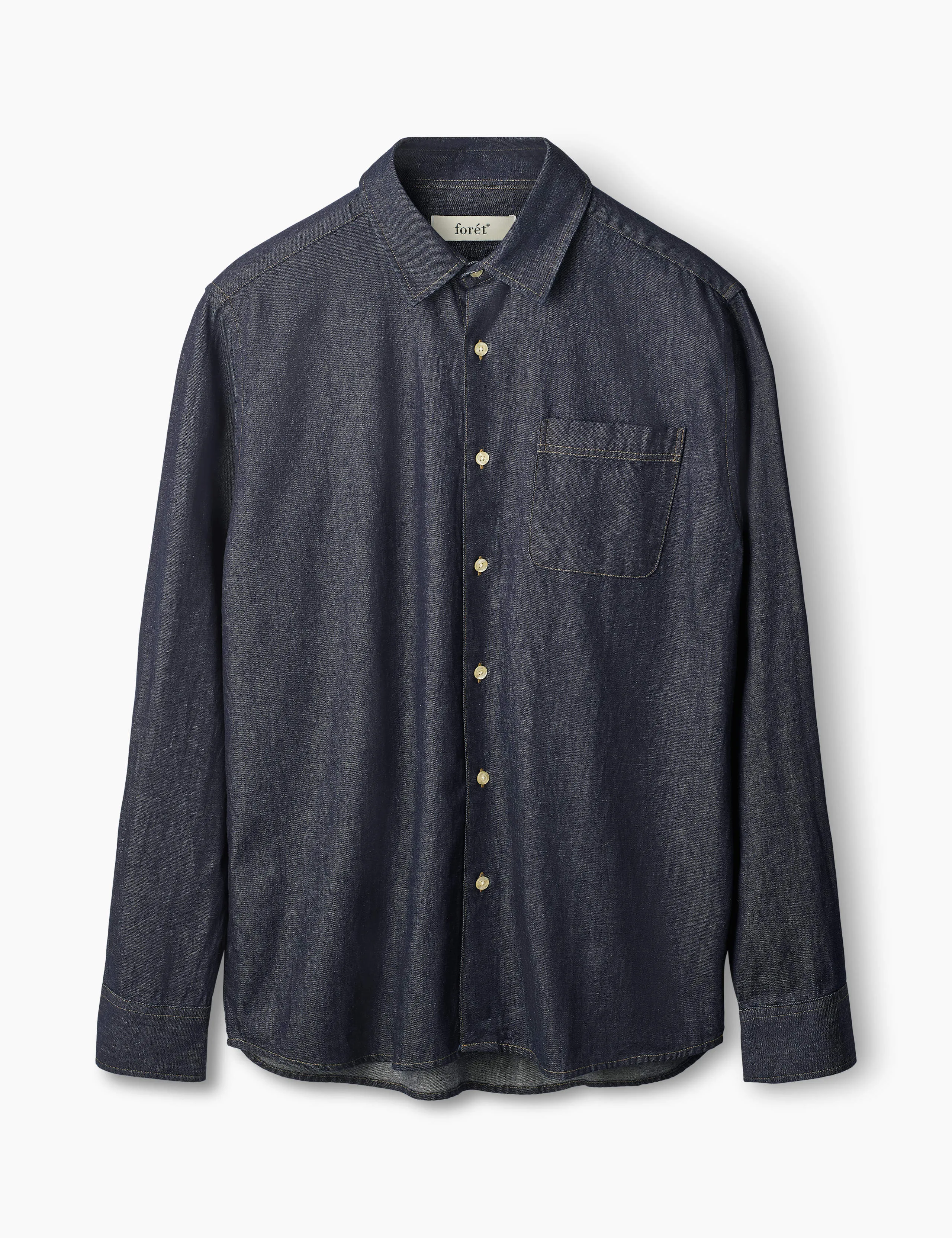 PLUTO CHAMBRAY SHIRT - DARK CHAMBRAY sold by Foret