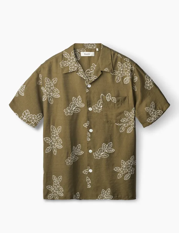 LEO EMBROIDERY SHIRT - ARMY sold by Foret