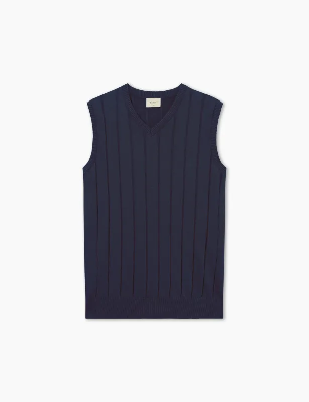 FLUME KNIT VEST - NAVY sold by Foret