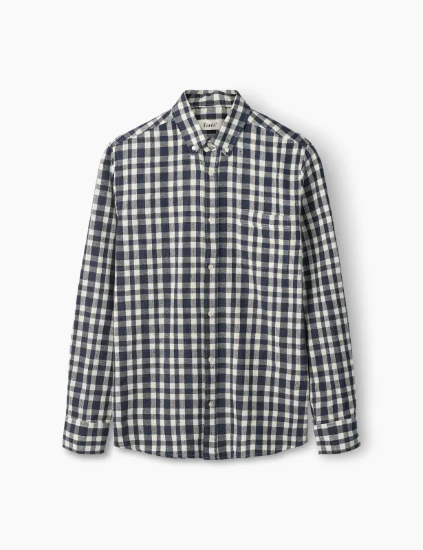 CREEK BOUCLÉ CHECK SHIRT - NAVY/CLOUD sold by Foret