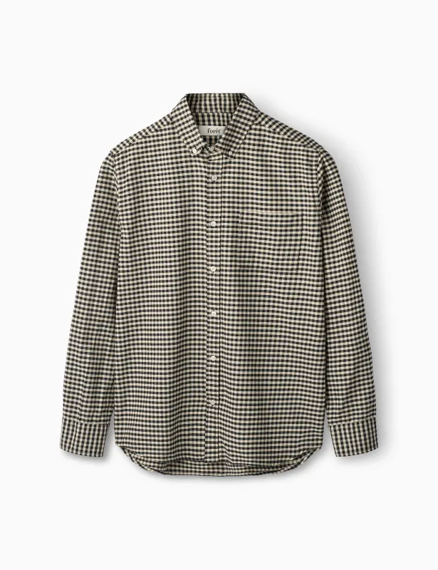 CREEK BRUSHED CHECK SHIRT - BLACK/SAND sold by Foret