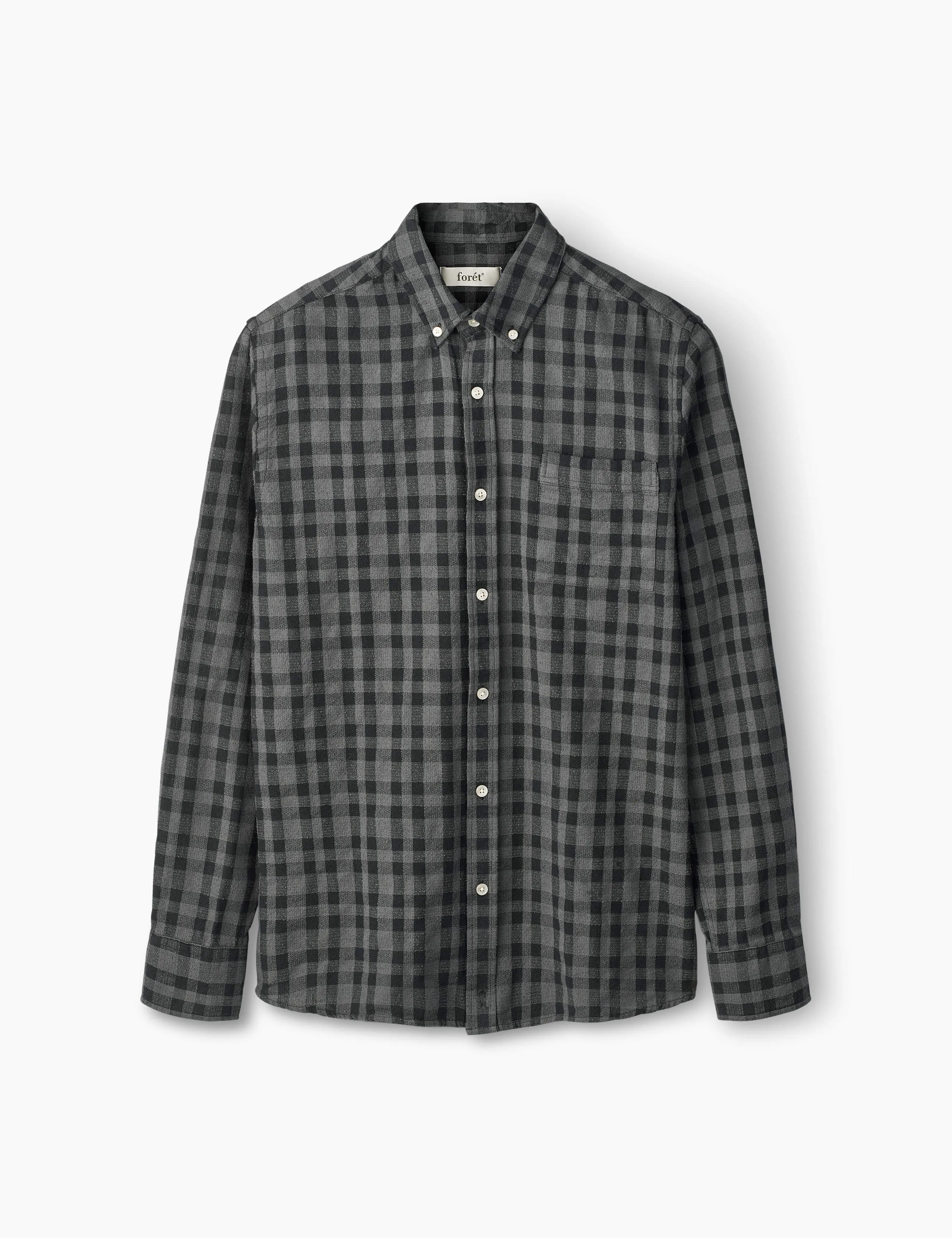 CREEK BOUCLÉ CHECK SHIRT - DARK GREY/BLACK sold by Foret