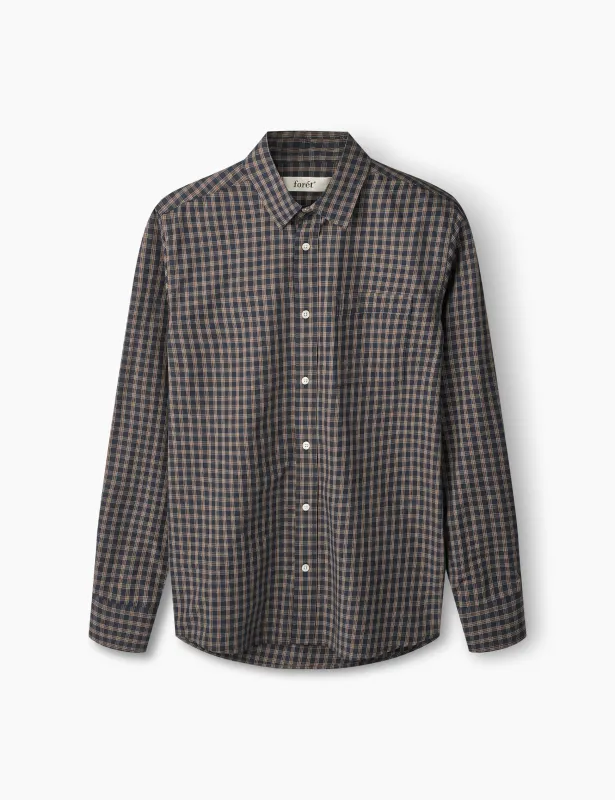 MAPLE POPLIN SHIRT - NAVY/RED sold by Foret