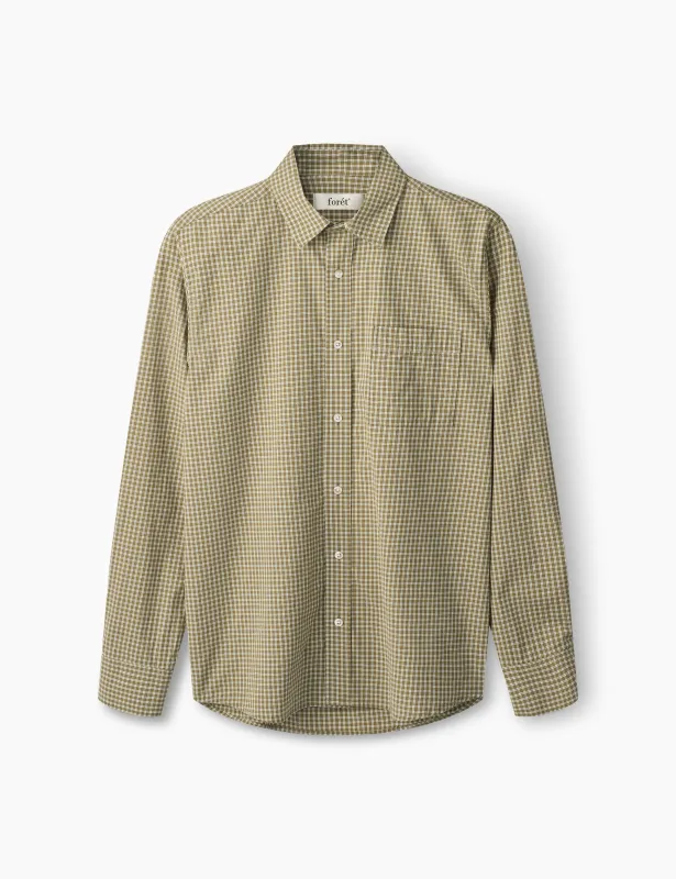MAPLE POPLIN SHIRT - ARMY/CLOUD sold by Foret