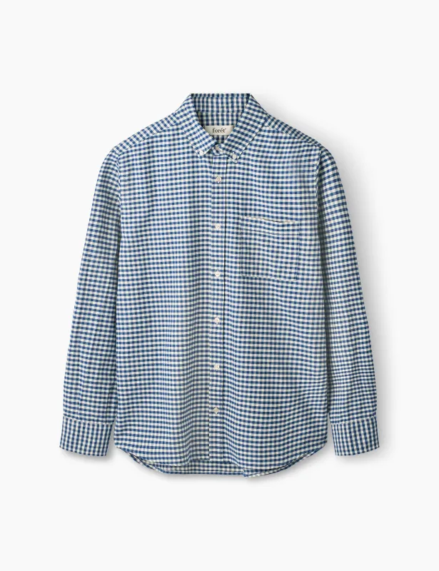 CREEK BRUSHED CHECK SHIRT - BLUE/CLOUD sold by Foret