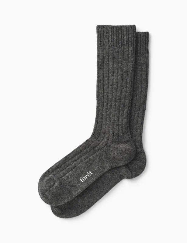 WOOL SOCKS - DARK GREY MELANGE made by Foret