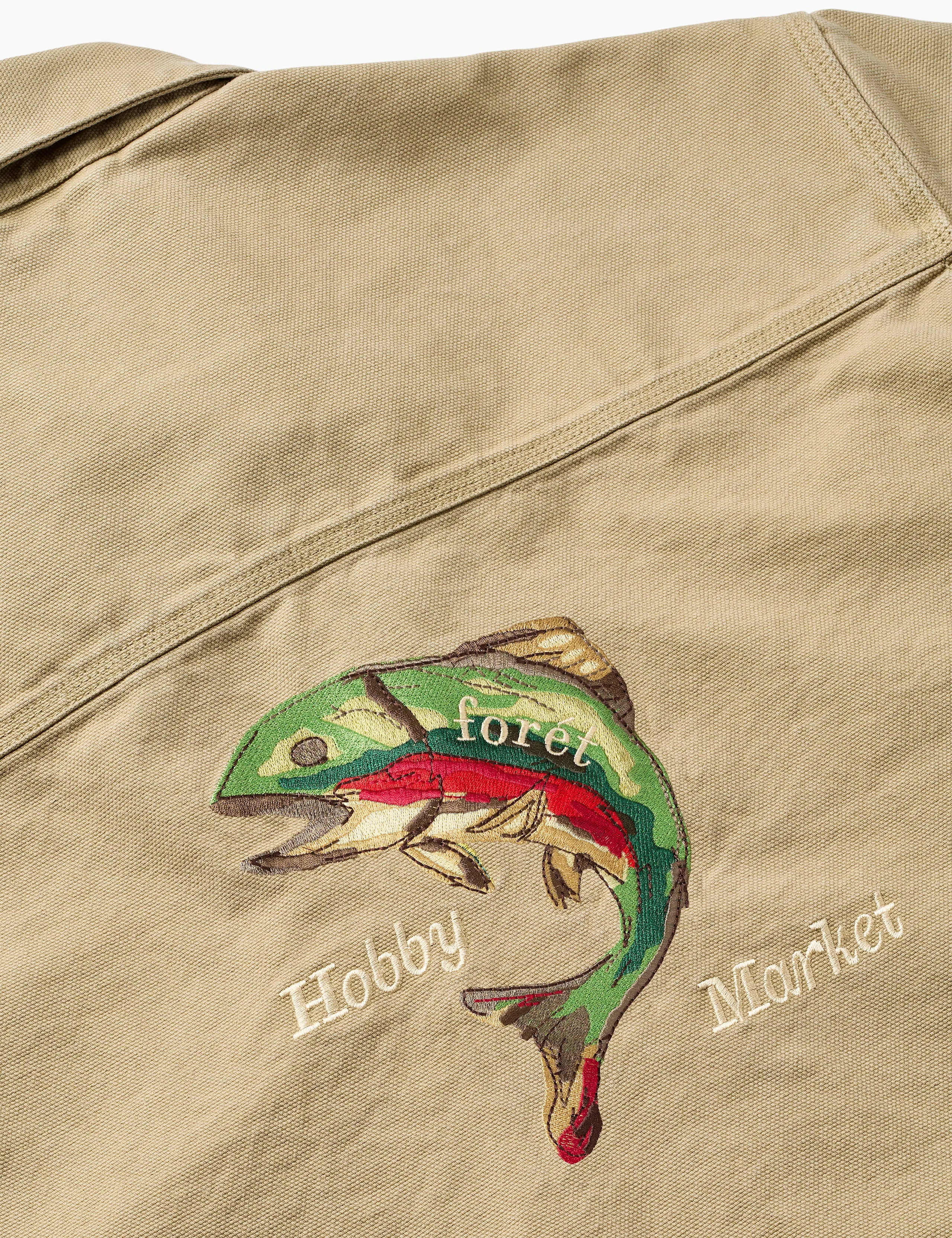 WOOD EMBROIDERY OVERSHIRT - KHAKI sold by Foret product image thumbnail 2