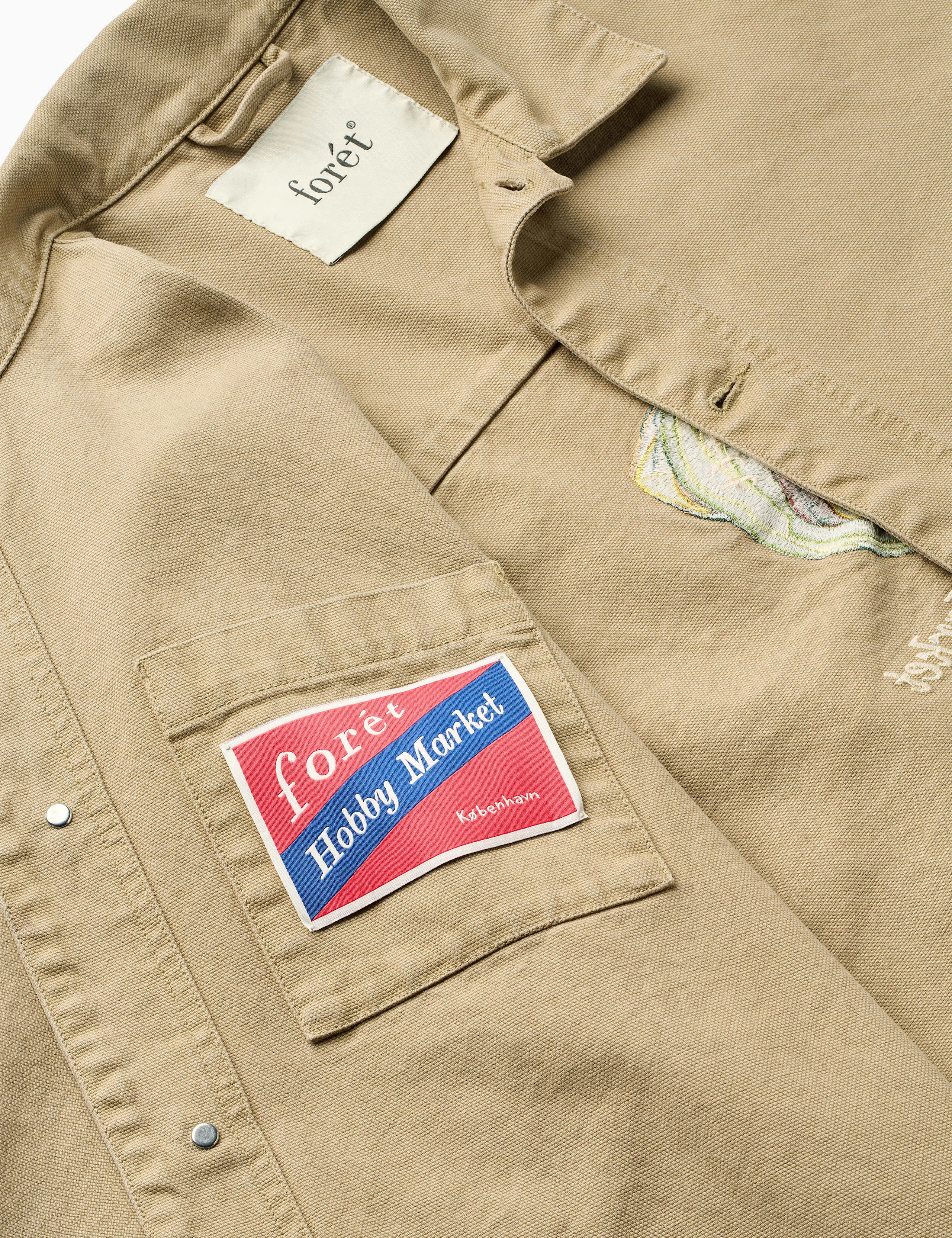 WOOD EMBROIDERY OVERSHIRT - KHAKI sold by Foret product image thumbnail 5