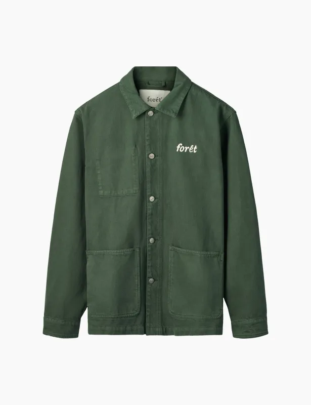 WOOD TWILL OVERSHIRT - DARK GREEN sold by Foret