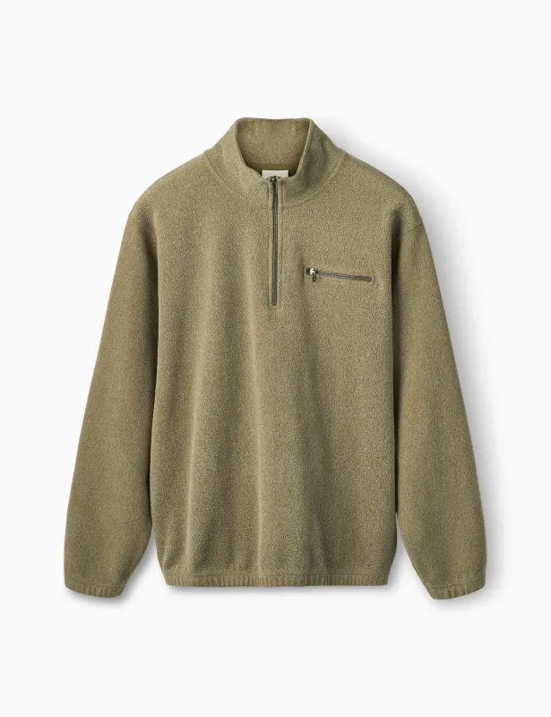 ELM HALF ZIP SWEATSHIRT - ARMY sold by Foret