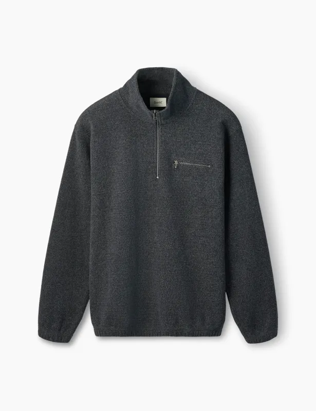 ELM HALF ZIP SWEATSHIRT - DARK GREY MELANGÉ sold by Foret