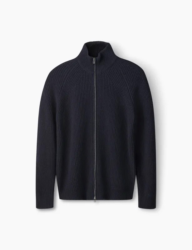 DELTA WOOL ZIP JACKET - NAVY made by Foret