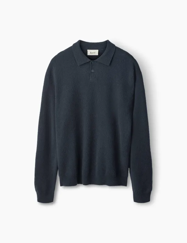 TIMBER BRUSHED POLO KNIT - NAVY sold by Foret