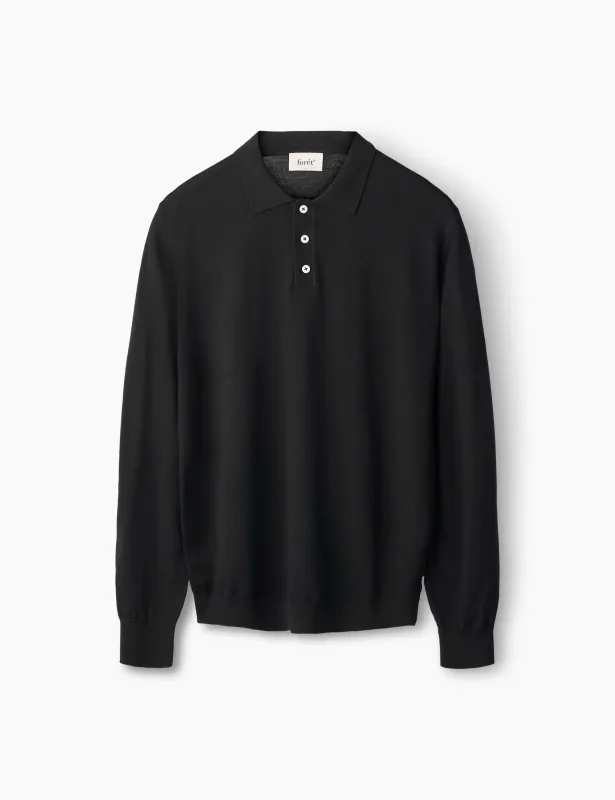 BASE MERINO POLO KNIT - BLACK sold by Foret