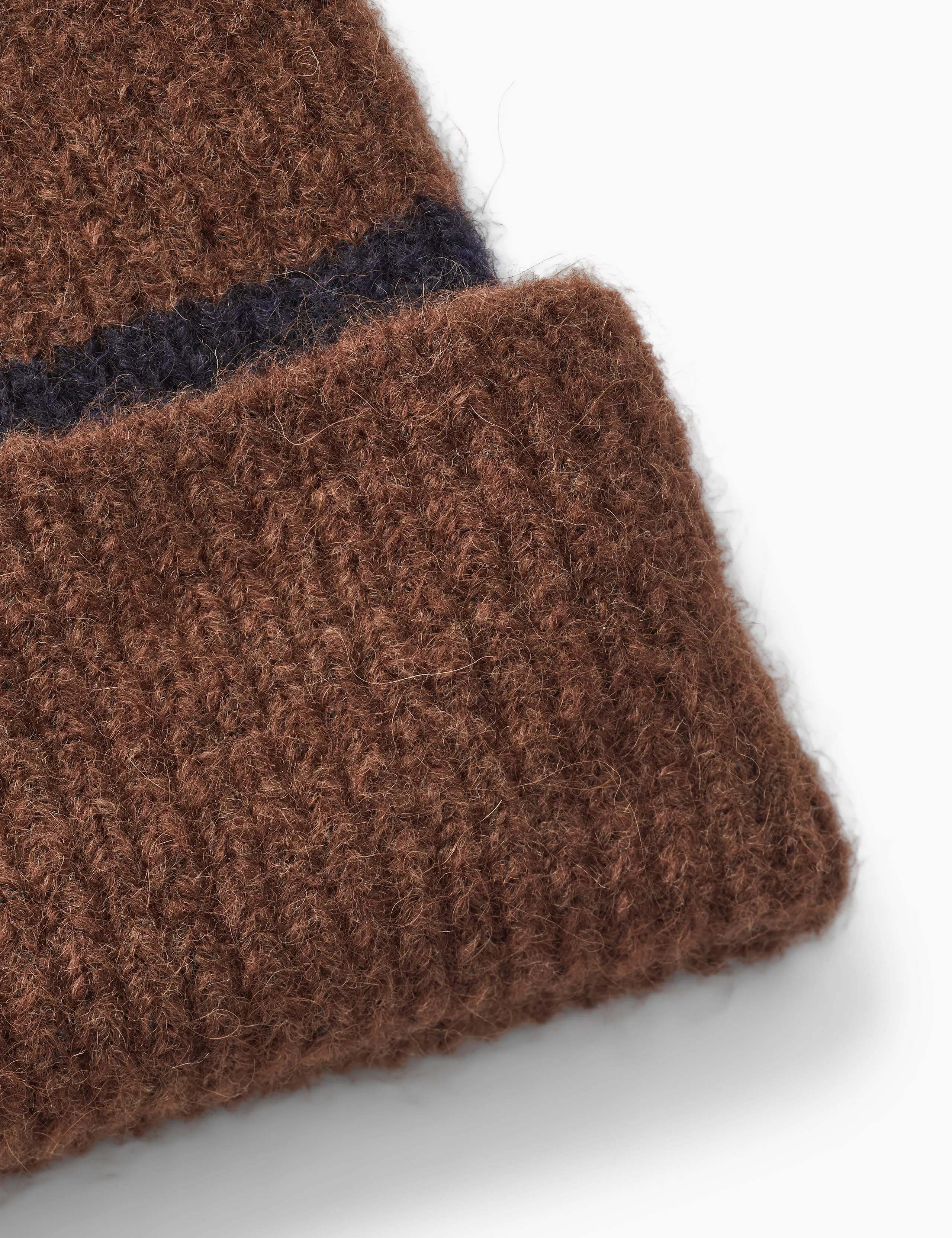 ALPINE RIB BEANIE - NAVY/DARK BROWN STRIPE sold by Foret product image thumbnail 2