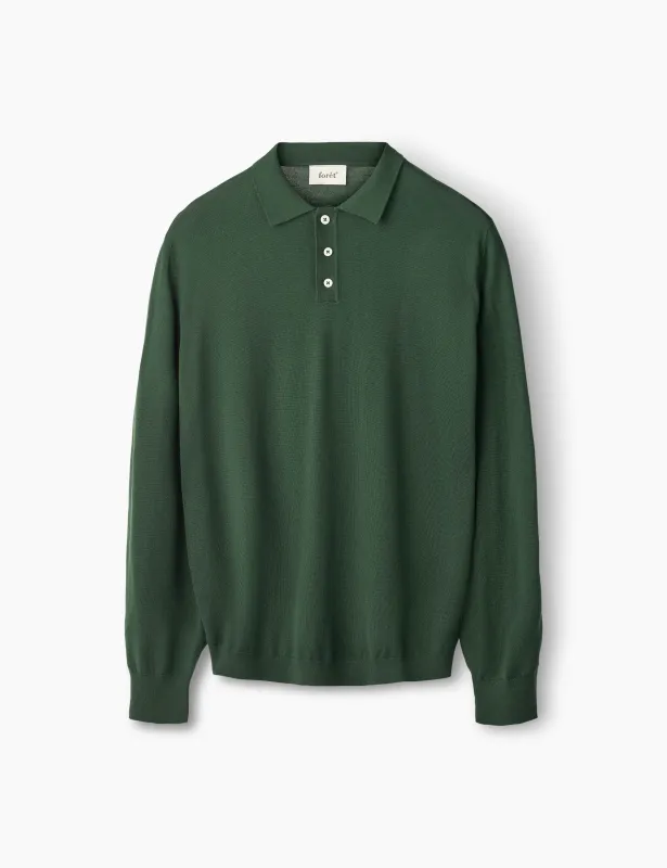 BASE MERINO POLO KNIT - DARK GREEN sold by Foret