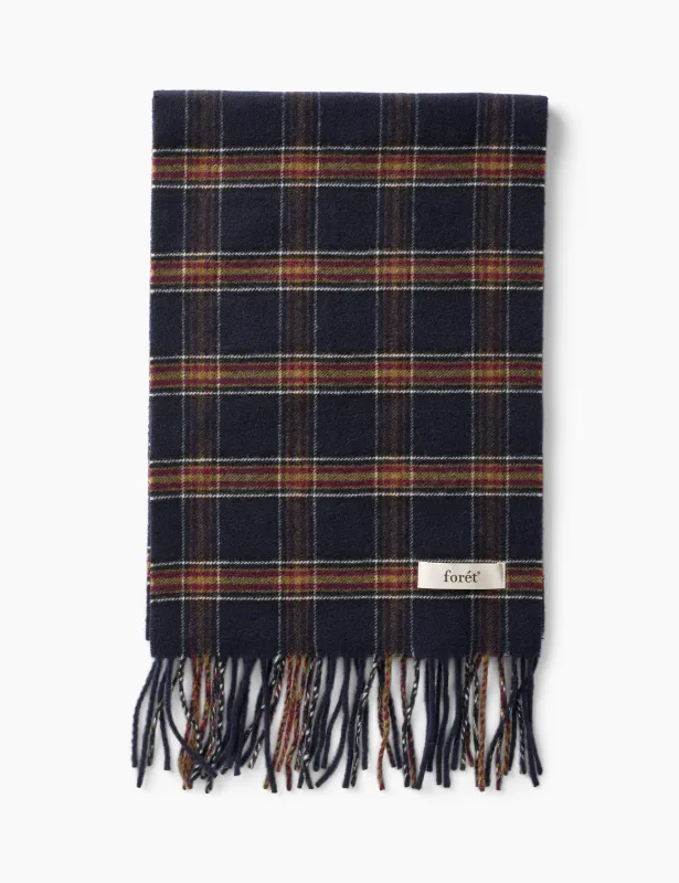 WOOL SCARF - NAVY CHECK sold by Foret