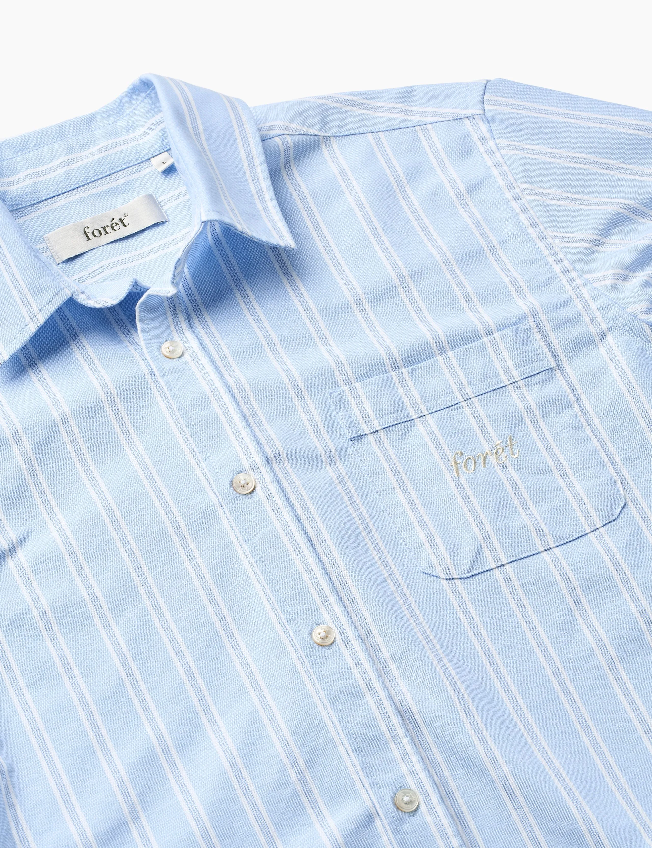 JUNO EMBROIDERED OXFORD SHIRT - LIGHT BLUE STRIPE sold by Foret product image thumbnail 3