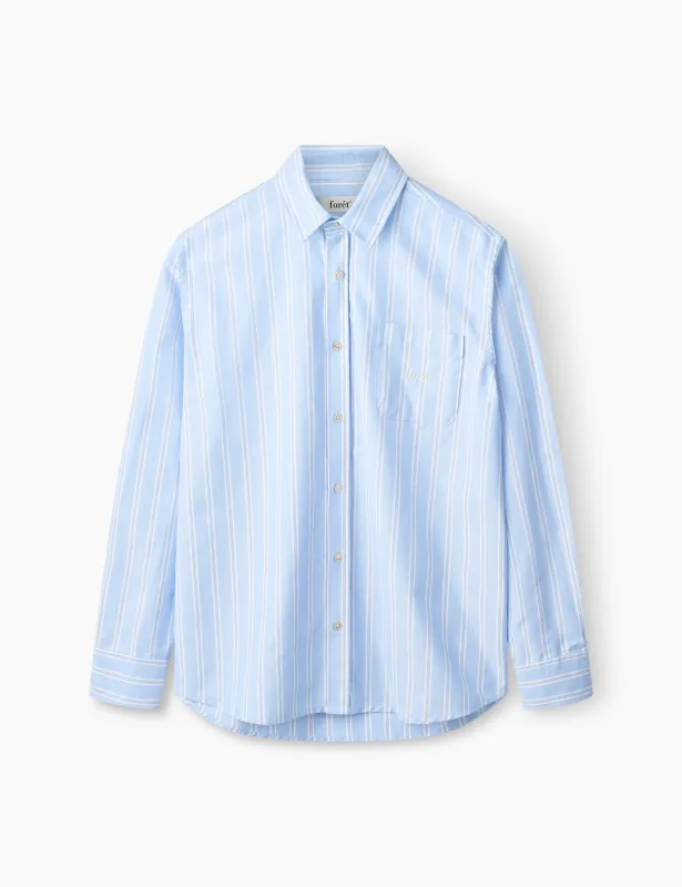 JUNO EMBROIDERED OXFORD SHIRT - LIGHT BLUE STRIPE sold by Foret