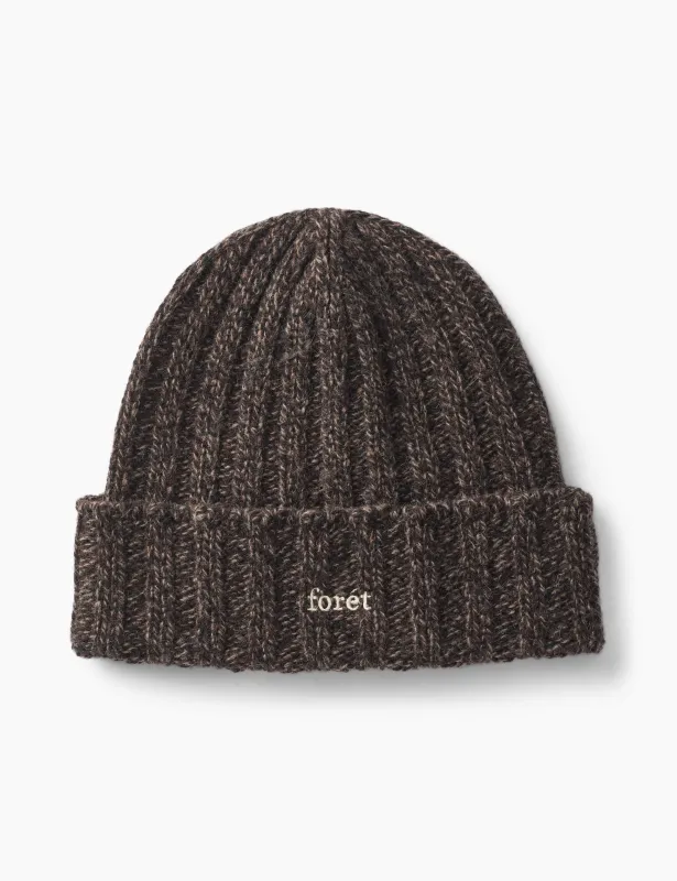 RELAX RIB PUZZLE BEANIE - BROWN sold by Foret
