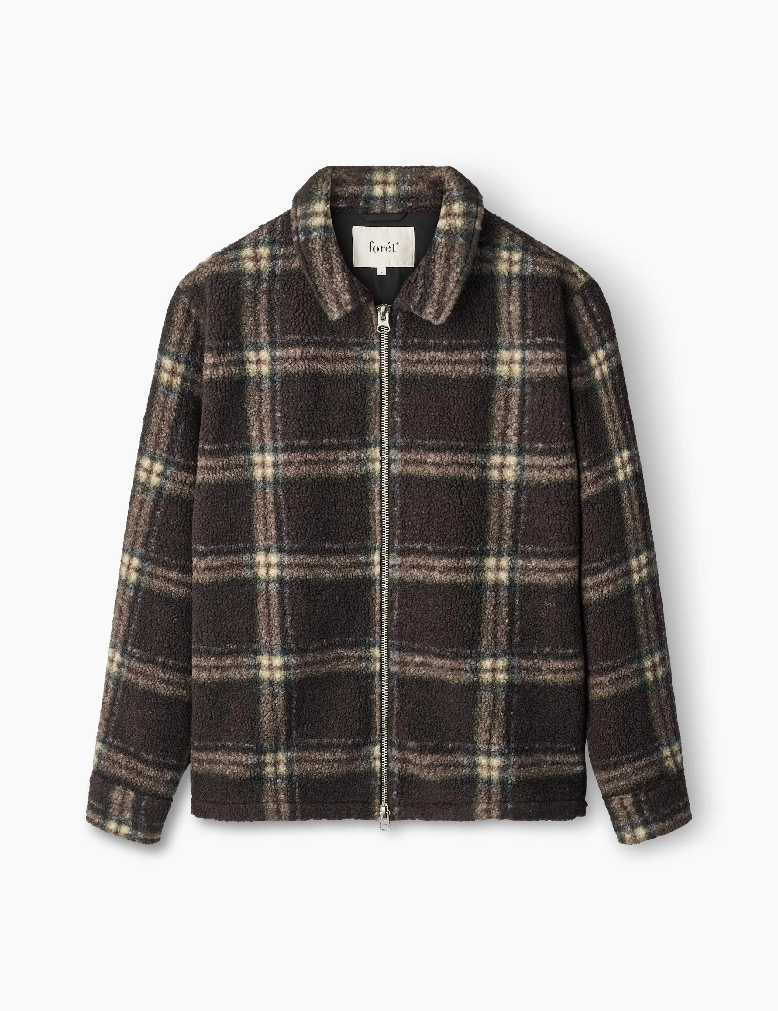 CABIN ZIP FLEECE - BROWN/CHECK sold by Foret