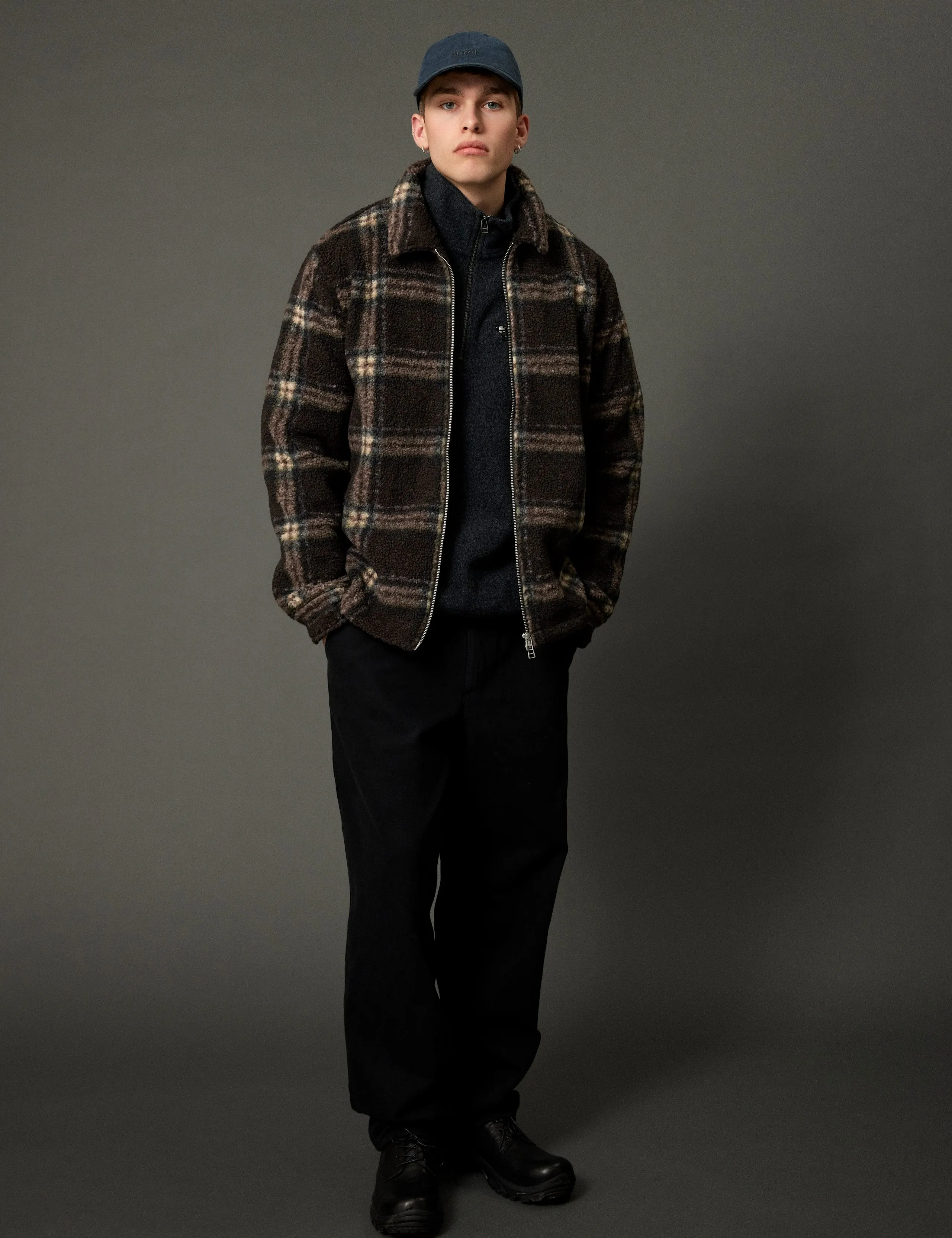 CABIN ZIP FLEECE - BROWN/CHECK sold by Foret product image thumbnail 4