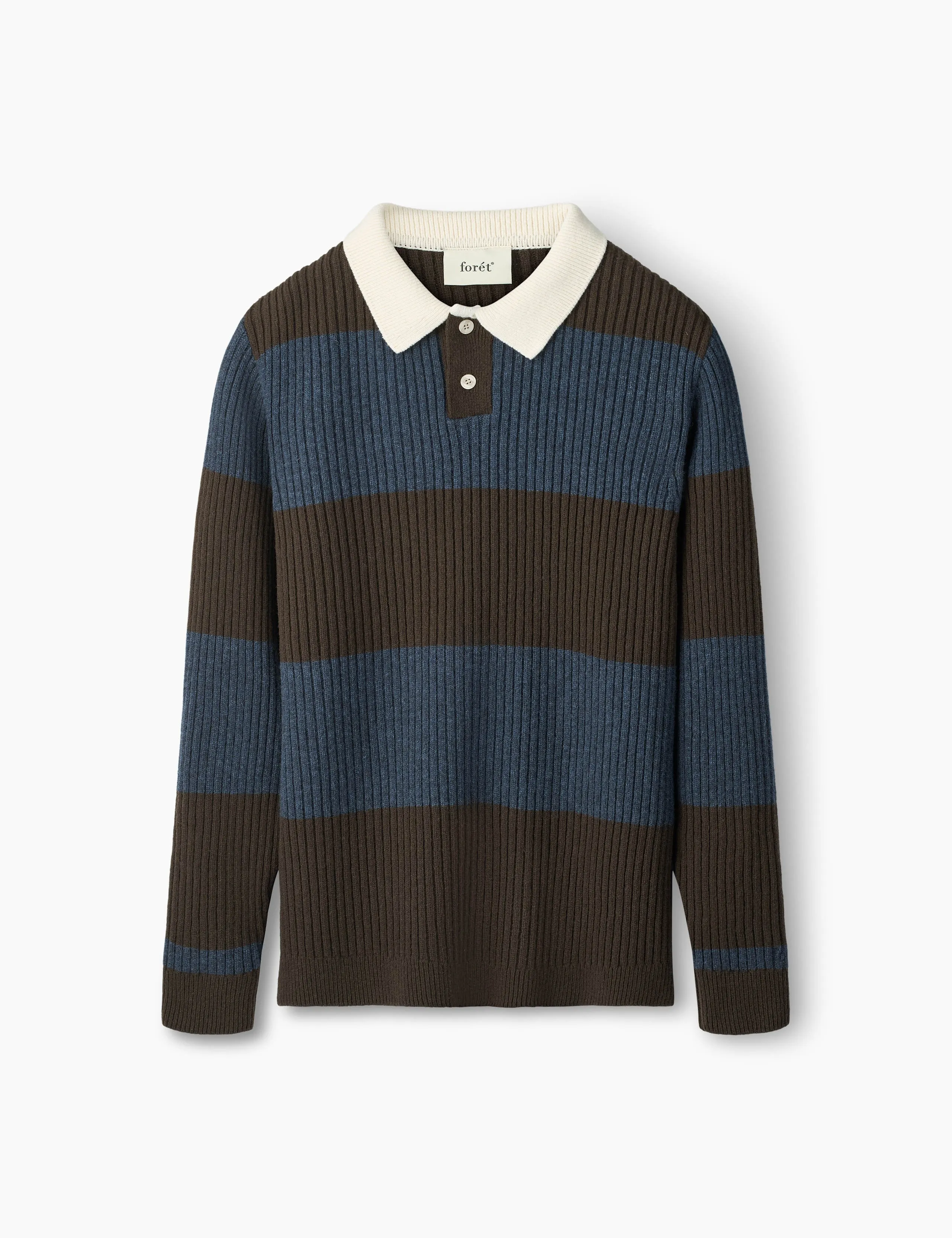 SOW RIB POLO KNIT - BLUE/BROWN sold by Foret