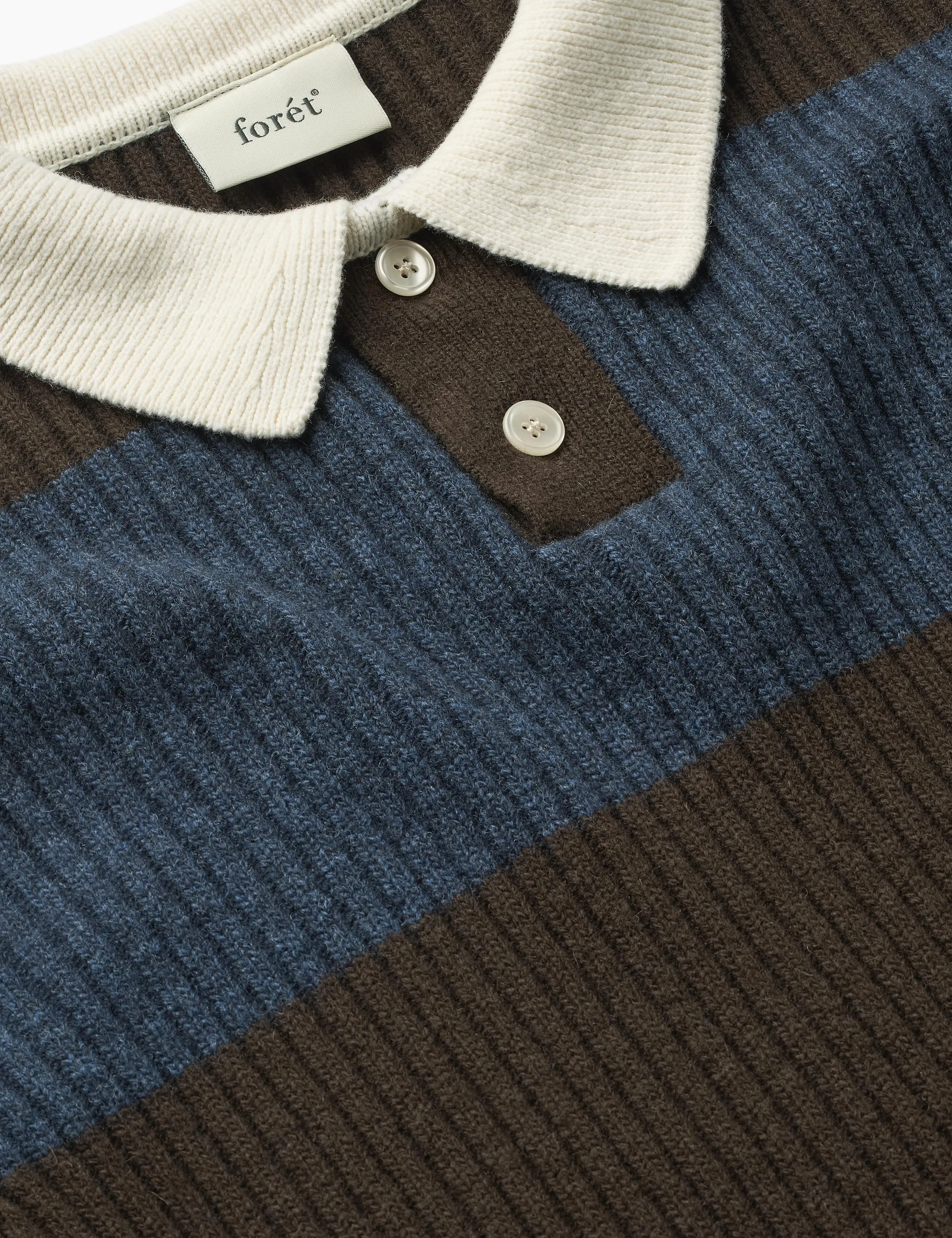 SOW RIB POLO KNIT - BLUE/BROWN sold by Foret product image thumbnail 3