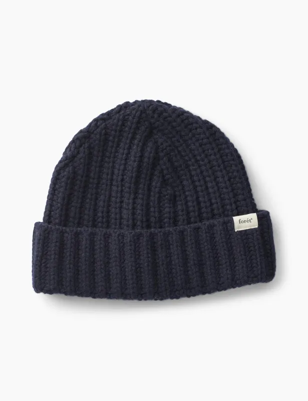 TRIP CHUNKY RIB BEANIE - NAVY sold by Foret
