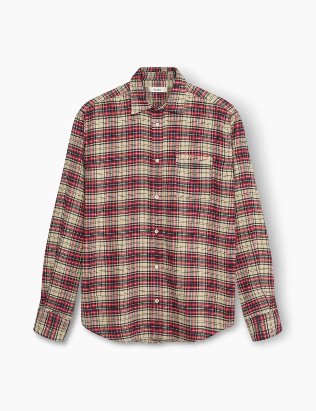 RIVER FLANNEL SHIRT - RED/NAVY/CLOUD sold by Foret