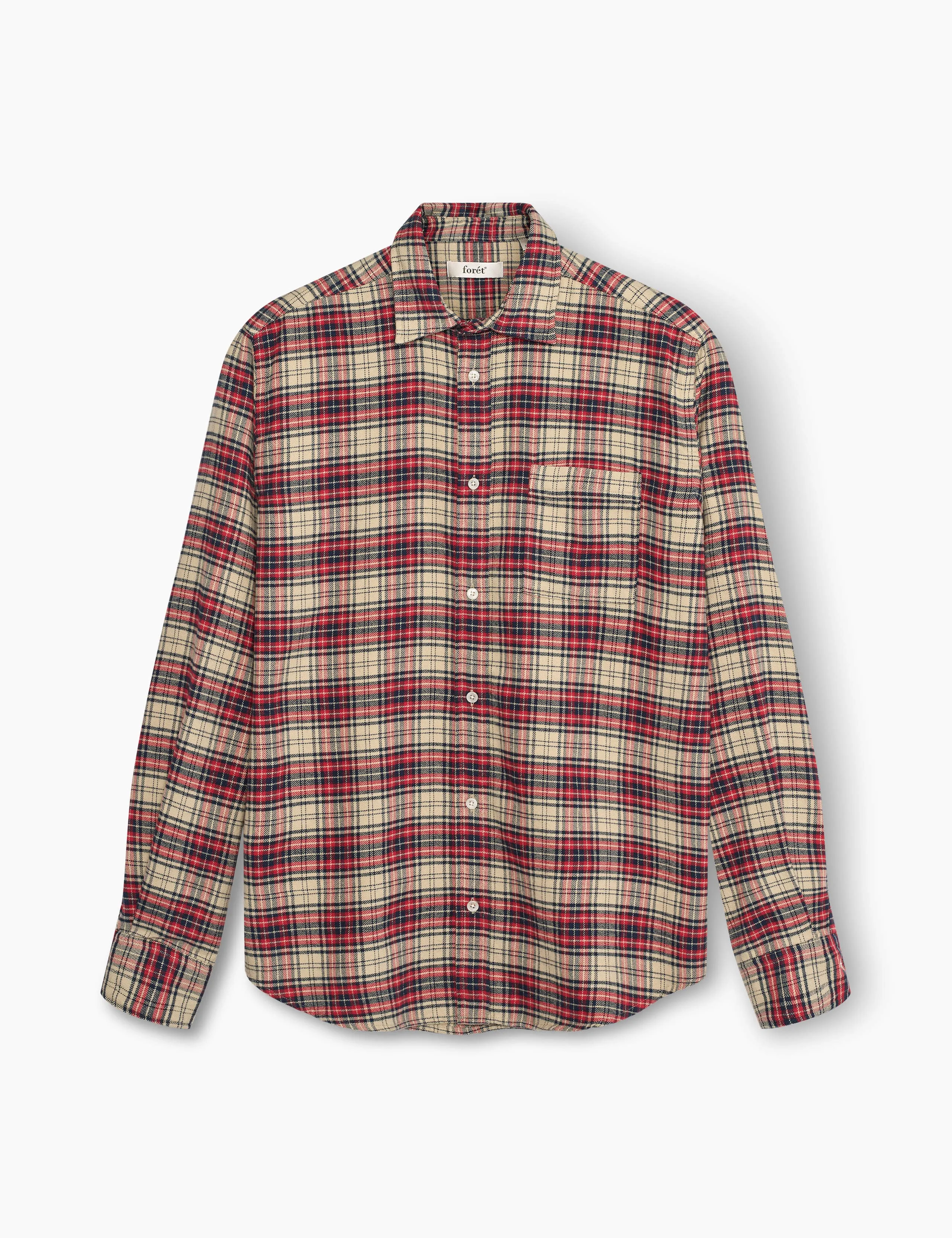 RIVER FLANNEL SHIRT - RED/NAVY/CLOUD sold by Foret