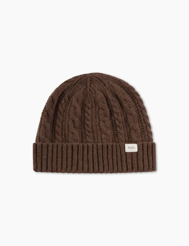 TOP CABLE BEANIE - BROWN sold by Foret