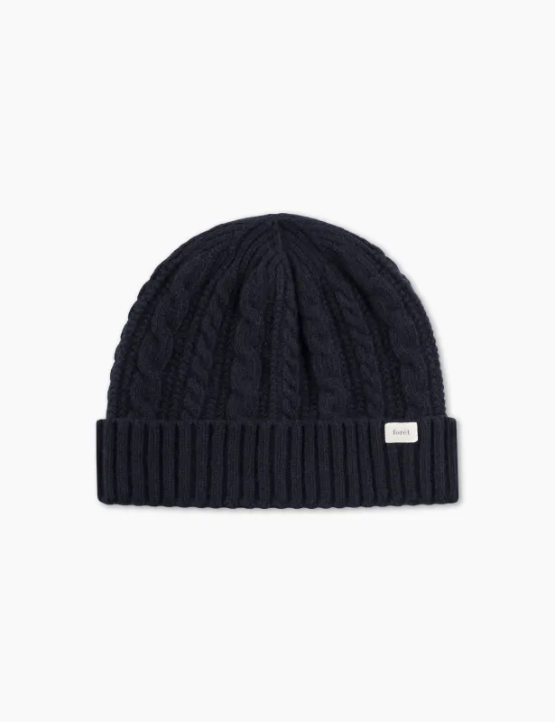 TOP CABLE BEANIE - NAVY sold by Foret