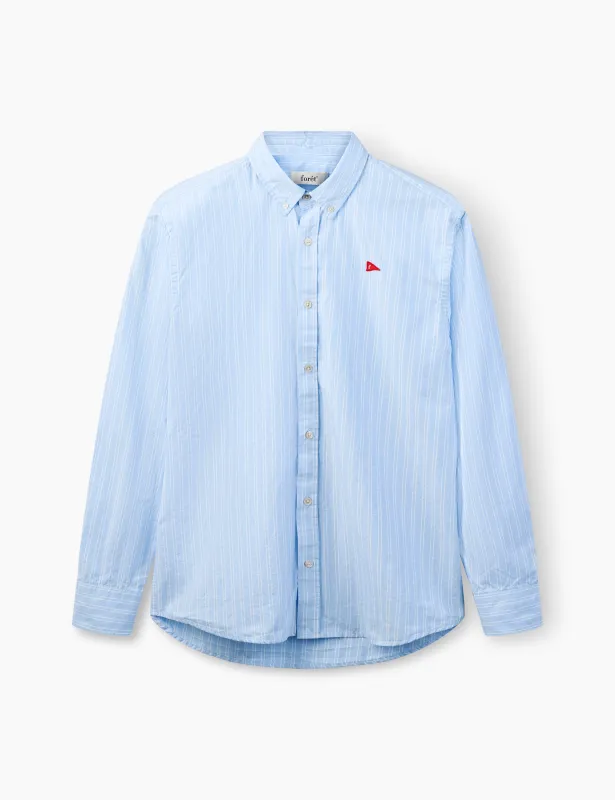 FLAG REGULAR FIT OXFORD SHIRT - LIGHT BLUE STRIPE sold by Foret